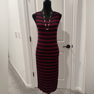 Forever 21 Black and Red Striped Midi Dress